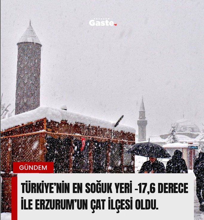 Türkiye’nin En Soğuk Yeri Erzurum Çat Oldu