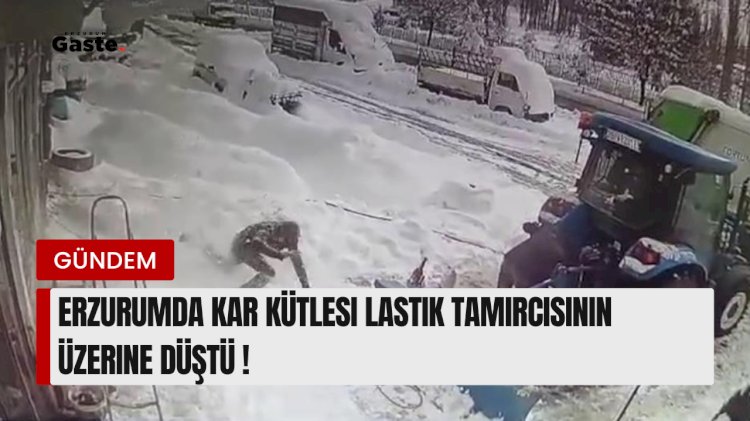 Erzurumda Kar Kütlesi Lastik Tamircisi Üzerine Düştü !