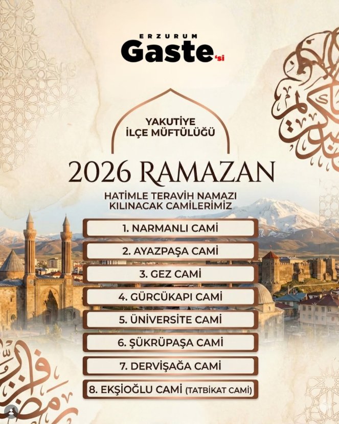 2026 Ramazan’da Hatimle Teravih Kılınacak Camiler Açıklandı